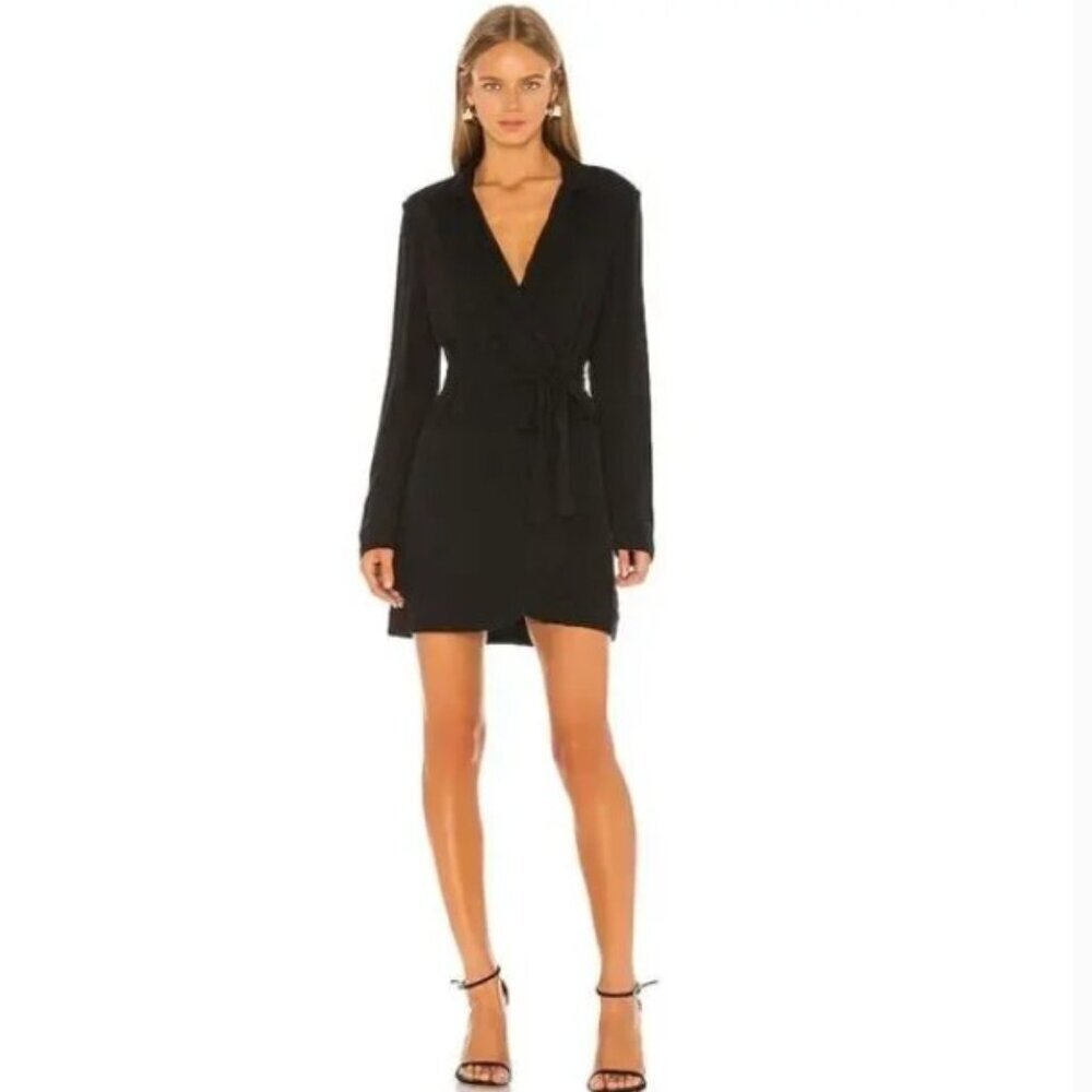 Sanctuary Show Stopper Blazer Wrap Dress Black Size Small